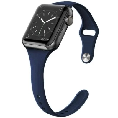 $5.38 • Buy For Apple Watch Series 5 4 3 2 1 Silicone Replacement Slim Strap Band 38 40 42mm