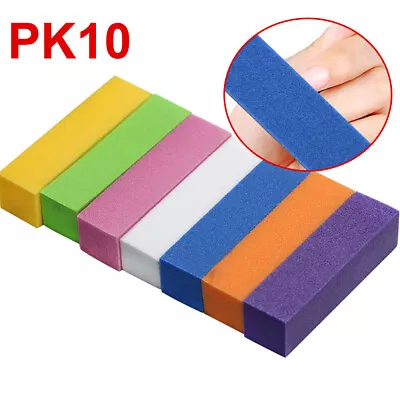 10pcs Block Acrylic Sponge Files Surface Art Sanding Manicure Care Buffer Nail • $8.99