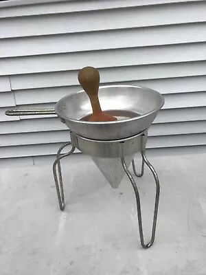 Vtg Wearever Cone Sieve Tomato Strainer Colander Food Mill & Wooden Pestle No. 8 • $19.99