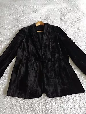 M&S Black Crushed Velvet Blazer Size 12 Races Wedding Cruise Party • £22.99