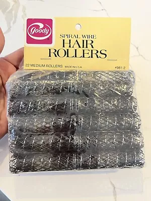 NEW NOS Pkg 22 Vtg Goody Spiral Wire Brush Hair Rollers Curlers Sz Medium • $20