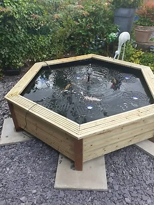 XL Raised Pond Hexagonal Garden Water Feature 180cm Wide 430 Litres Ready To Use • £395