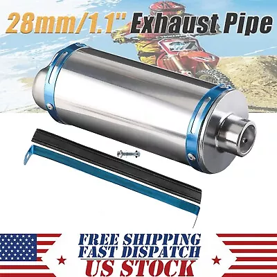 Premium 28mm 1.1'' Exhaust Pipe For 50cc 70cc 110cc 125cc Dirt Pit Bike ATV Quad • $33.66