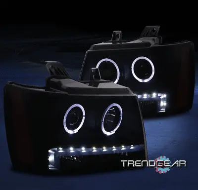 For 2007-2013 Chevy Suburban Tahoe Halo Led Drl Projector Headlights Black/smoke • $159.95