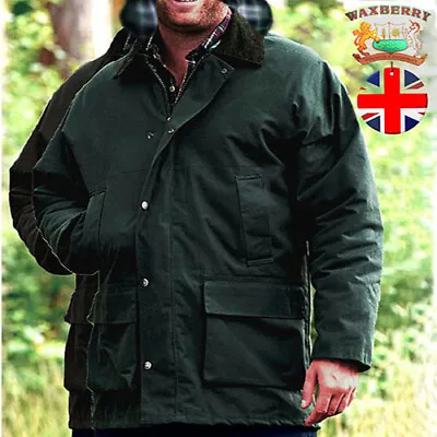 Wax Jacket Waxberry Mens Cotton Padded Hood Country Coat Hunting Riding Fishing  • £31.95