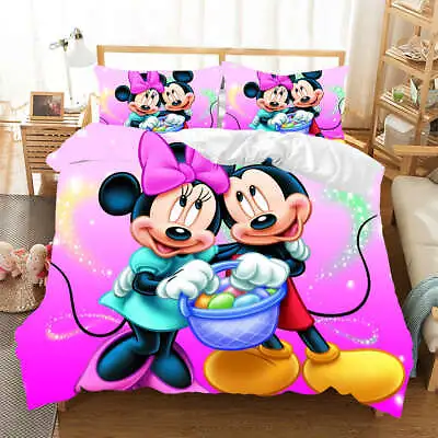 Great Mickey Mouse Love Candy 3D Quilt Duvet Doona Cover Set Pillow Case Print • $55.81