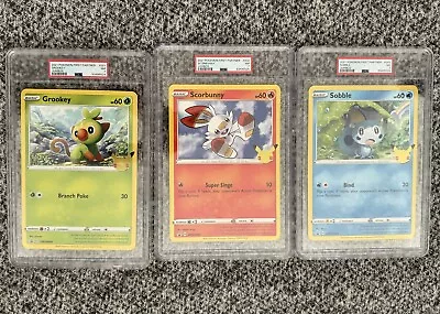 Grookey Scorbunny Sobble Pokemon Card Jumbo Oversize First Partner Pack PSA 7 • $59.99