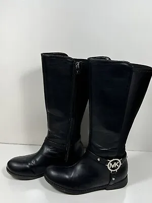 Michael Kors Girls Emma Kaya Black Round Toe Riding Boots Size 1 Excellent Shape • $31.50