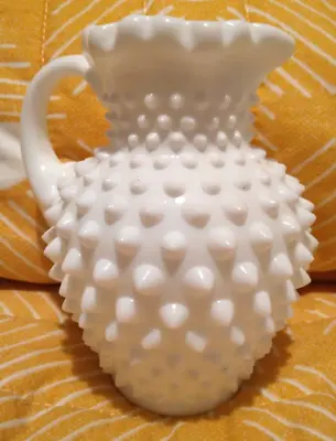 VTG~White Milk Glass RUFFLED HOBNAIL PITCHER ~5.5 T X 5 W~Perfect~ • $17.77