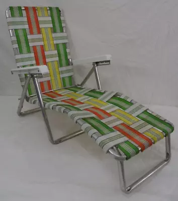 Vintage Childrens Webbed Lawn / Lounge Chair Aluminum W/ Plastic Webbing Web • $39.99