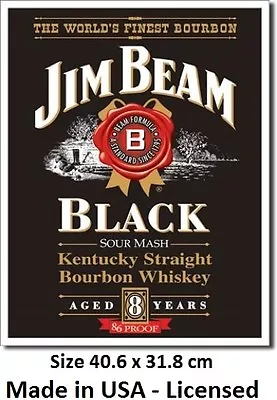 Jim Beam Black Label Tin Sign 1066  Made In USA - Licensed  - Not Chinese Fake • $12