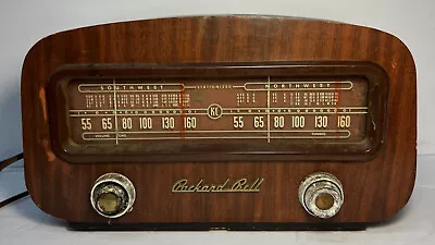 Vintage Tube Radio Packard Bell 602 Dual Tuning Stationized Art Deco Wood • $150