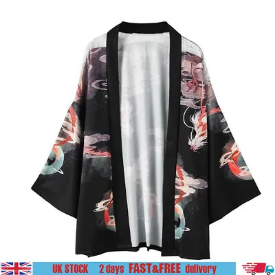 £16.97 • Buy Men Women Kimono Coat Yukata Outwear Cardigan Vintage Chinese Dragon Jacket Top