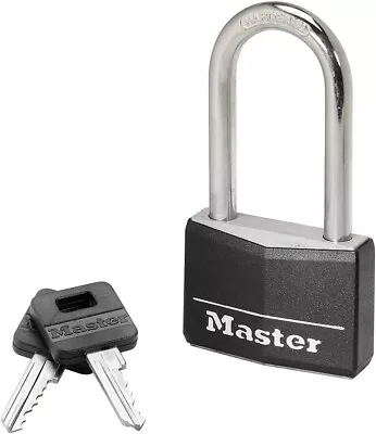 Master Lock 9140EURDBLKLH Key Padlock In Aluminium With Vinyl Cover • £7.99