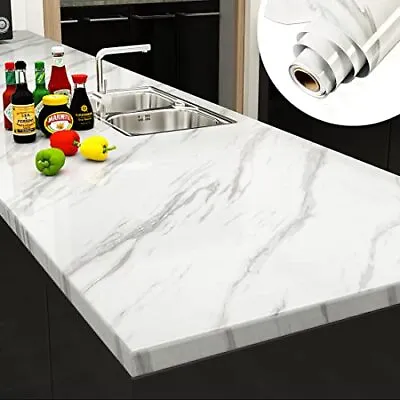 YENHOME Large Size White Marble Counter Top Covers Peel And Stick Countertops... • $30.94