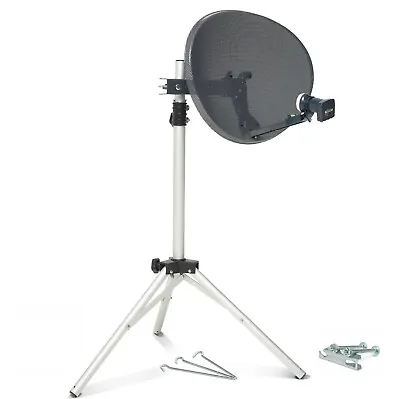 60cm Zone 1 Satellite Dish For Sky + Quad LNB & Tripod Portable Camping Caravan • £66.99