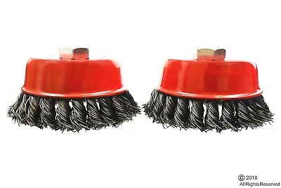 2 Pack 4  Cup Knotted Wire Wheel Angle Grinder Brush 5/8 Inch-11 Threaded Arbor • $14.95