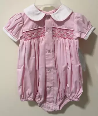 NWT Baby Sen Pink Micro Check Gingham Smocked Bubble Girl's Size Newborn • $20.49