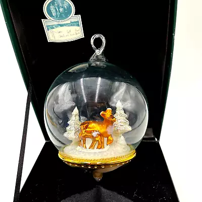 MOSTOWSKI Komozja Winter Forest Deer Glass Christmas Ornament NEIMAN MARCUS  • $171