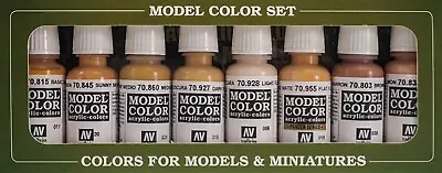 Vallejo Model Color Acrylic Paint Set 8 X 17ml Face & Skin Tones VAL70124 • £18