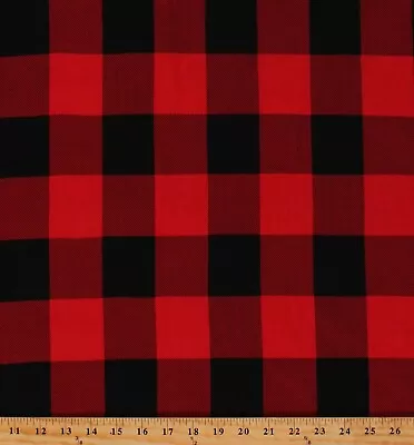 Matte' Jersey Buffalo Check Red Black Soft 58  Wide Fabric By The Yard D447.14 • $10.95