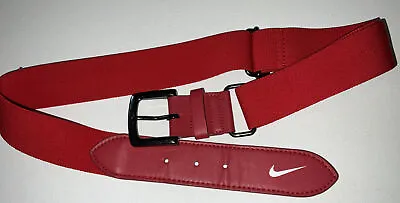 NIKE Adult Leather Stretchable Baseball Belt Scarlet Red And White Adjustable • $5