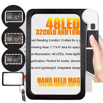 Magnifying Glass With Light - 5X Full Page Magnifier For Reading 48 LED Light... • $13.71