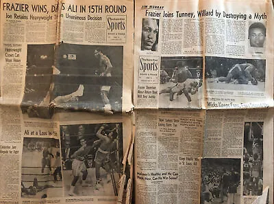 Muhammad Ali Vs Joe Frazier- Original LA Times Newspaper Lot 2 Wicks UCLA • $50