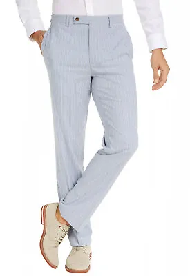Lauren Ralph Lauren Mens Classic-Fit Stripe Seersucker Pants 36W X 34L Blue  NWT • $45