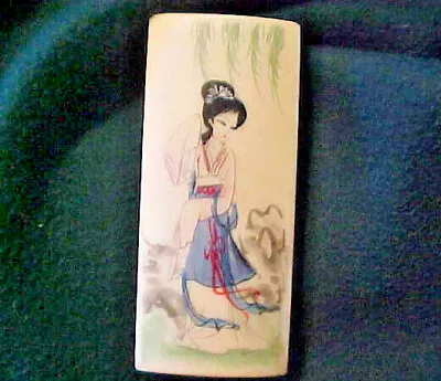 Oriental Geisha Painting On Stone Block Paperweight • $7.50