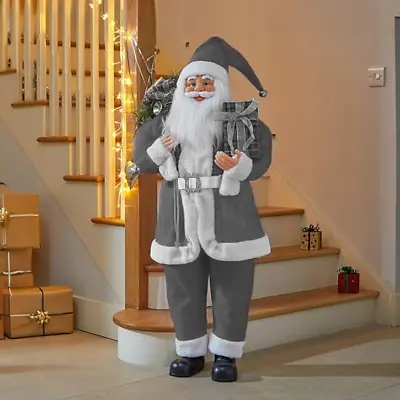 Christmas Santa Decoration Large Grey Clause Father Figure Standing Ornament • £60.99
