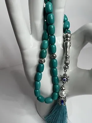 Natural Howlite Turquoise   PRAYER  BEADS MASBAHA TASBIH 33 L Beads • $27.99