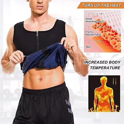 $9.79 • Buy Men' Sauna Suit Heat Trapping Shapewear Sweat Body Shaper Vest Gym Fitness Shirt