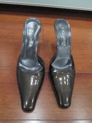 Giorgio Armani Brown Patent Leather Slides / Mules Size 36 1/2 / 6.5  • $45