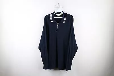 Vintage 90s Eddie Bauer Mens XL Faded Thermal Knit Half Zip Collared Polo Shirt • $49.95