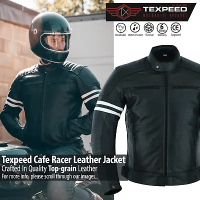 Motorcycle Leather Jacket Touring Motorbike Cafe Biker With Genuine CE Armour  • $112.05