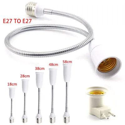 E27 Extension Adapter Bulb Lamp Holder Light Flexible Converter Screw Socket • £2.03