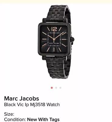 Marc Jacobs Brand New Womans Black Watch Metal Material 299.00 Watch • $110