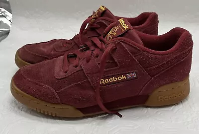 Red Maroon Suede Reebok Workout Plus DV4285 Vintage Retro Style Sneakers Size 7 • $95