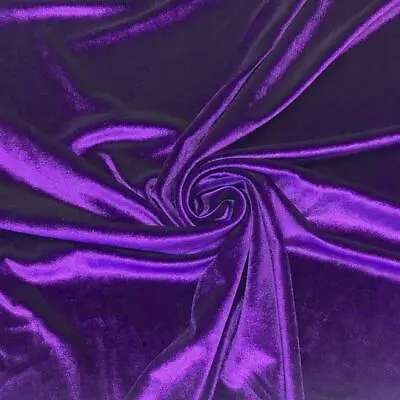 French (Purple) 4 WAY Spandex Stretch Velvet Fabric By The Yard//Smooth Back • $12.99