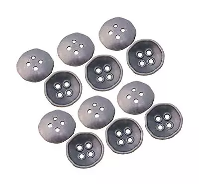 RECHERE 12 PCS Antique Silver Metal Buttons 4-Hole Craft For DIYS Sewing Embe... • $12.35