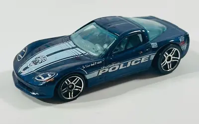 Hot Wheels 2011 HW Main Street C6 Corvette Police Diecast Car Blue GOOD SHAPE • $4.99