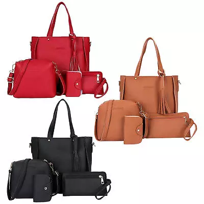 4Pcs/Set Women Lady Leather Handbags Messenger Shoulder Bags Tote Satchel Purse • $22.39