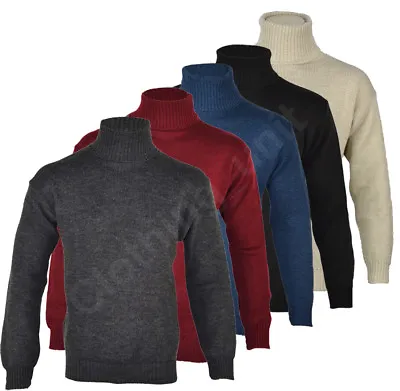 Mens Roll Turtle Polo Funnel Neck Jumper Knitted Winter Top M L XL  • £13.99