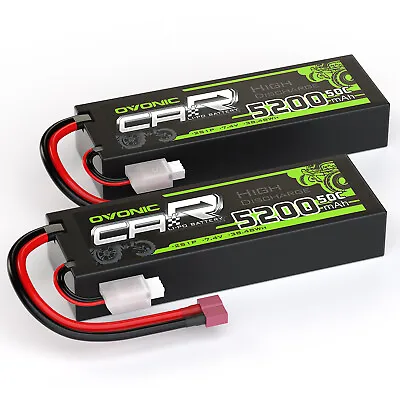 2X Ovonic 7.4V 50C 5200mAh 2S Lipo Battery T Plug For RC Car Truck Boat • $50.99