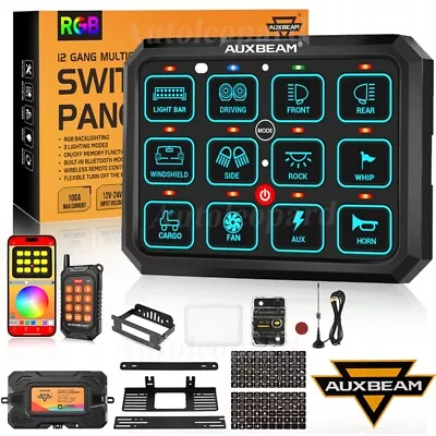 Auxbeam RGB 12 Gang Switch Panel W 165FT Remote/Dimmable/Toggle Momentary Pulsed • $285.99