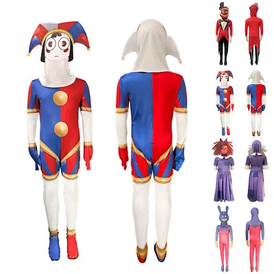 THE AMAZING DIGITAL CIRCUS Cosplay Costume Kids Boys Girls Jax Pomni Fancy Dress • £13.29