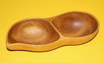 Vintage Phil Craft Monkey Pod Philippines Divided Wooden Nut Bowl 1970s • $9.99