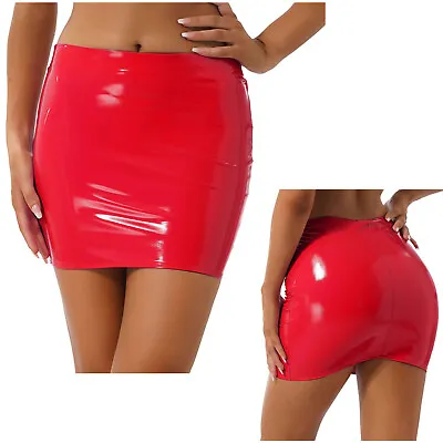 $12.91 • Buy Women Shiny Metallic Leather Miniskirt Sexy Bodycon Pencil Short Skirt Clubwear 