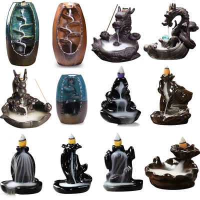 £8.98 • Buy 32 Styles Waterfall Backflow Smoke Incense Burner Censer Holder Decor Free Cones